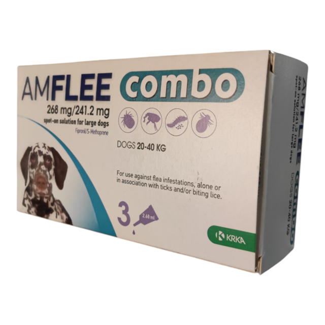 قطره ضد کک و کنه سگ آمفلی کمبو (Amflee combo) مخصوص وزن بیست تا چهل کیلوگرم